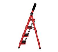 Escabeau 4 Marches avec Plateforme de Travail, Larges Marche Pied Pliable Antidérapantes,Charge 150 kg Escabeau Pliable,Rouge