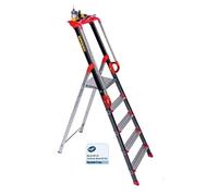 Escabeau 5 marches Pro'UP, marchepied en aluminium pliable, sécurisé avec rampes, plateforme 99cm, hauteur de travail max 3m, garantie 5 ans