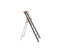 Escabeau 6 marches Pro'UP, marchepied en aluminium pliable, sécurisé avec rampes, plateforme 120cm, hauteur travail max 320cm, garantie 5 ans