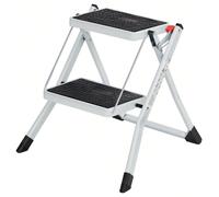 Escabeau à 2 Marches, Marche-Pieds Pliable, Largeur de Marche 20 cm, Caoutchouc Antidérapant, avec Poignée, Charge 150 kg, en Acier, Blanc et Noir À propos de cet article[Le plus important chez un esc