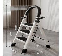 Escabeau à 3 Marches Pliable Échelle - MIPAN - Pour Ménage Bureau - Avce Tampon antidérapant - 104*57*41.5cm -Blanc