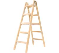 Escabeau à barreaux en bois Hymer, accessible des deux côtés, 2x5 barreaux, hauteur escamotable 1,45 m, hauteur de portée 2,85 m, poids 8,0 kg