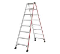 Escabeau à marches Hymer, accessible des deux côtés, 2x8 marches, hauteur escamotable 1,84 m, hauteur de portée 3,34 m, poids 8,8 kg