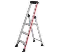 Escabeau à marches Hymer avec plate-forme, accessible d'un côté, 3 marches, hauteur escamotable 1,25 m, hauteur de portée 2,65 m, poids 4,0 kg