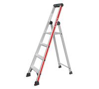 Escabeau à marches Hymer avec plate-forme, accessible d'un côté, 4 marches, hauteur escamotable 1,48 m, hauteur de portée 2,88 m, poids 4,9 kg