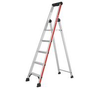 Escabeau à marches Hymer avec plate-forme, accessible d'un côté, 5 marches, hauteur escamotable 1,71 m, hauteur de portée 3,11 m, poids 5,6 kg