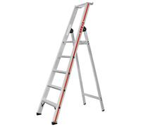 Escabeau à marches Hymer avec plate-forme, accessible d'un côté, 5 marches, hauteur escamotable 1,78 m, hauteur de portée 3,16 m, poids 6,7 kg