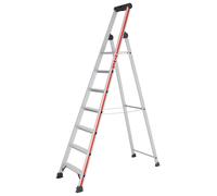 Escabeau à marches Hymer avec plate-forme, accessible d'un côté, 7 marches, hauteur escamotable 2,18 m, hauteur de portée 3,58 m, poids 7,4 kg