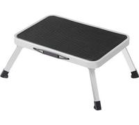 Escabeau de ménage pliable en acier - marchepied antidérapant - charge max. 150 kg - blanc - GSL01WT