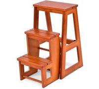 COSTWAY Escabeau,Tabouret d'Échelle Pliante 57 x 38 x 65 CM Multifonctionnel 3 Niveaux Tabouret comme Escalier en Bois