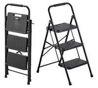Escabeau - Échelle pliante à 3 marches / marchepied pliant - Marches antidérapantes - Poignée confortable - Capacité de charge de 272 kg - Pliable pour un gain de place - Pour la cuisine, la maison et