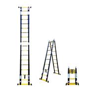 ESCABEAU-ÉCHELLE TÉLESCOPIQUE WOERTHER Double Fonctions / 5M60-2M80 /avec Housse/MODÈLE GRAFITEK, en Graphite ET Aluminium 7175T6 / avec Doubles Barres STABILISATRICES/Garantie 5 Ans