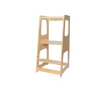 Escabeau Éducatif pour Enfants, Tour d'apprentissage Montessori en Bois de Bouleau Naturel Fait à la Main avec Hauteur Réglable pour la Sécurité (Natural Wood)