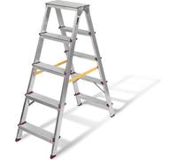 Escabeau en aluminium 2 X 5 marches Charge 150 kg Hauteur 1,14 m VITO Fabriqué en Europe