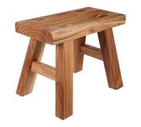 Escabeau en Bois Antidérapant, Petit Tabouret Carré pour Lit et bureau | Format Léger 26x20x13cm, Grosse Surface Stable, Soutien Sûr, Finition Marron Rustique