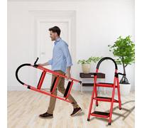 Escabeau Ménager 3 Marches en Aluminium avec Mains Courantes 150 KG Escabeau en Aluminium Echelle Multifonctions pour Maison et Bureau-104 x 57 x 41,5 cm - 3 marches (Rouge)