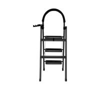 Escabeau Pliable à 2 Marches,pour Intérieur/Extérieur, Capacité Max 150 kg, Facile à Ranger, Acier Allié, Pieds Antidérapant,104 x 57 x 41,5 cm - 3 marches (Noir)