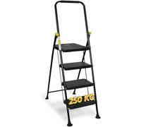 Escabeau pliable à 4 échelons, certifié EN14183, charge maximale de 150 kg, antidérapant, gain de place, professionnel, noir ou blanc, pour maison, bureau, entrepôt (4)