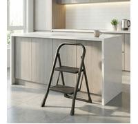 Escabeau Pliant 2 Marches, Marchepied Compact avec Verrou de Sécurité, pour Maison, Charge 150 kg, Noir
