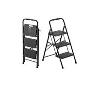 VEVOR Escabeau pliant CQX903 – 3 marches, 272 kg, acier, marche antidérapante – Noir