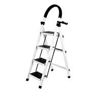 Escabeau pliant 4 marches Acier pliable avec poignée Blanc