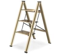Escabeau pliant à 3 marches avec marchepied, marches extra-larges antidérapantes. Escabeau portable et léger pouvant supporter jusqu'à 150 kg, pour la maison et la cuisine