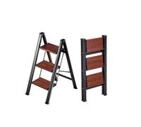 Escabeau Pliant SucceBuy 3 Marches 150 kg Acier Noir et Marron