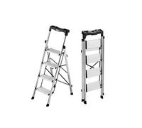 Escabeau SucceBuy à 4 marches, échelle pliante en aluminium avec marches antidérapantes et poignée ergonomique, charge maximale 150 kg, utilisation polyvalente pour la cuisine, la maison, l'entrepôt e