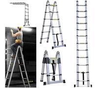 Escabeau télescopique 3,8 m, avec barre de support antidérapante, échelle multi-usages, échelle en aluminium, charge 150 kg, é[55]