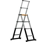 Escabeau télescopique aluminium - 2,05 m 7 marches - pliable compact