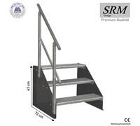 escalier 3 marches modèle 1 autoportant anthracite Escalier acier largeur 150 cm hauteur 63 cm 1x rampe