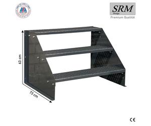 escalier 3 marches modèle 1 autoportant complet Anthracite Escalier acier Largeur 70 cm Hauteur 63 cm sans rampe