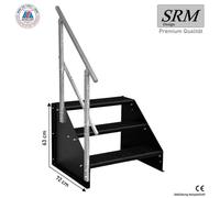 escalier 3 marches modèle 1 autoportant complet noir Escalier acier largeur 90 cm hauteur 63 cm 1x rampe