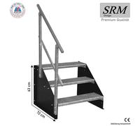 escalier 3 marches modèle 1 autoportant noir Escalier acier largeur 110 cm hauteur 63 cm 1x rampe