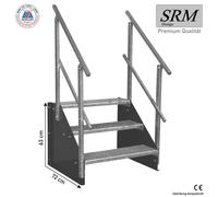 escalier 3 marches modèle 1 indépendant anthracite Escalier acier Largeur 140 cm Hauteur 63 cm 2x rampe