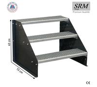 escalier 3 marches modèle 1 indépendant Anthracite Escalier acier largeur 140 cm hauteur 63 cm sans rampe