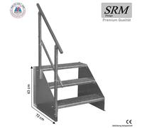 escalier 3 marches modèle 1 indépendant galvanisé Escalier acier largeur 150 cm hauteur 63 cm 1x rampe