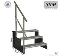 escalier 3 marches modèle 2 indépendant anthracite Escalier acier Hauteur de marche 18 cm Largeur 120 cm Hauteur 54 cm 1x rampe