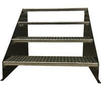escalier 4 marches modèle 1 Escalier acier indépendant Largeur 150 cm Hauteur 84 cm Anthracite sans rampe