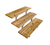 Escalier bois avec Limons métal en kit, 2 à 5 Marche, Marche en Bois Autoclave (3 Marches, 60 cm)