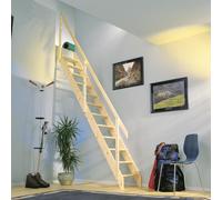 Escalier BPS® Deluxe Space Saver | Heavy Duty | Conception peu encombrante | Poids maximal supporté : 250 kg | Main courante | Hauteur entre le sol et l'étage supérieur : jusqu'à 2,83 m