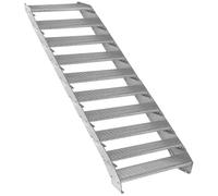 Escalier Caillebotis à 10 marches 900mm x 240 mm - Acier Galvanisé DIN 24537 - Hauteur totale 2000mm - Maille 20x25 mm - Résistant à la Corrosion EN ISO 1461 - Construction Bâtiment Sortie de Secours