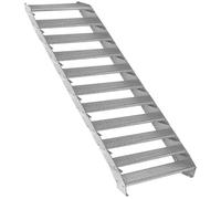 Escalier Caillebotis à 11 marches 900mm x 240 mm - Acier Galvanisé DIN 24537 - Hauteur totale 2200mm - Maille 20x25 mm - Résistant à la Corrosion EN ISO 1461 - Construction Bâtiment Sortie de Secours