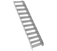 Escalier Caillebotis à 12 marches 600mm x 240 mm - Acier Galvanisé DIN 24537 - Hauteur Totale 2400mm - Maille 20x25 mm - Résistant à la Corrosion en ISO 1461 - Construction Bâtiment Sortie de Secours