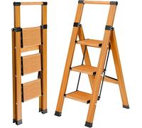 Escalier d'accès pliable avec rampe - Tabouret pliable - Pour travailler en toute sécurité - Marches antidérapantes - 3 marches - Aluminium