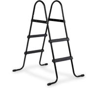 Escalier de piscine avec rampe - Accès sécurisé - Baignade en toute sécurité - Marches antidérapantes - Hauteur du cadre : 60-90 cm - Noir