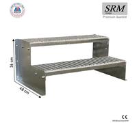 Escalier de plateforme à 2 marches, modèle 2, galvanisé, largeur 60 cm, hauteur 36 cm, sans garde-corps