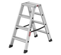Escalier double en aluminium Hailo, modèle Master D100, avec 2 sections de 4 marches