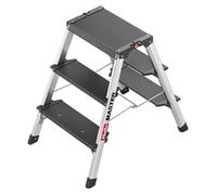 Escalier double en aluminium Hailo, modèle Master D70, avec 2 sections de 3 marches