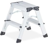 Escalier double en aluminium pliable, jusqu'à 120 kg - escalier d'intérieur léger à 2 marches - stabilité renforcée